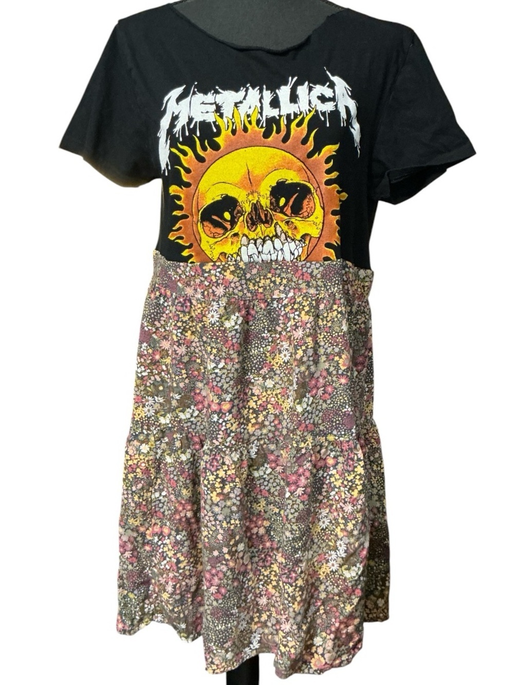 Metallica Sun Skull Graphic Tee Upcycled Dress Band Rock